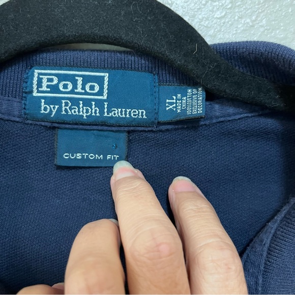 Polo Ralph Lauren Polo Shirt Mens XL Blue & White Tie-Dye Big Pony Custom Fit - Picture 3 of 4